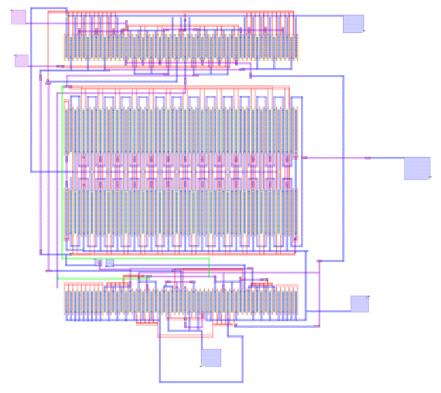 Cadence Virtuoso layout of the two-stage CMOS operational amplifier