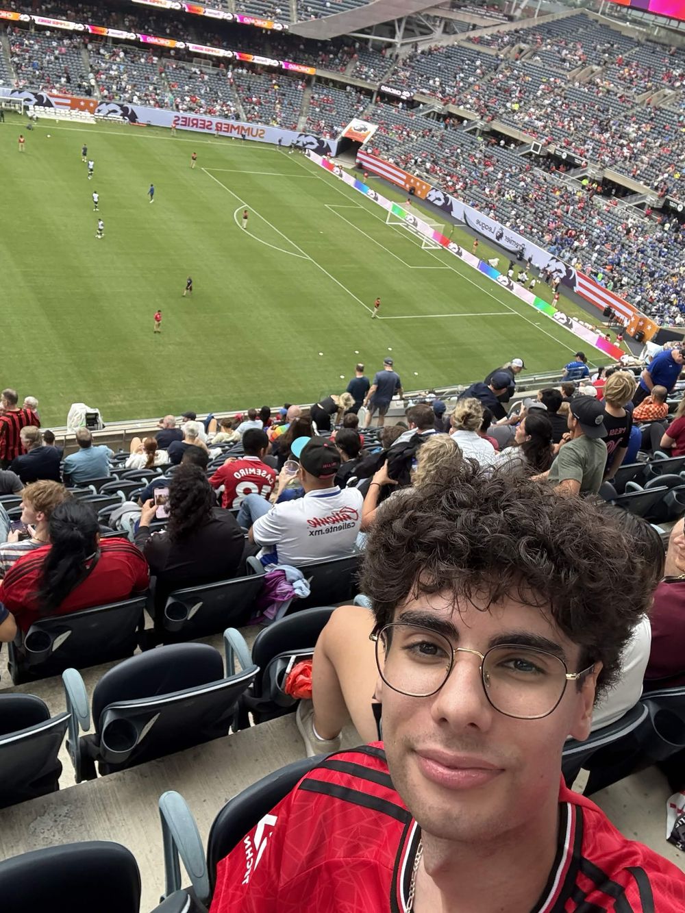 Hussin at a Manchester United match at Soldier Field in Chicago